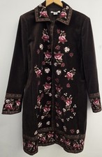 Jaqueta feminina NYGARD COLLECTION bordada floral casaco de veludo tamanho 16 marrom boho comprar usado  Enviando para Brazil