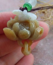 Usado, Pingente de jadeíta amarelo natural certificado flor borboleta anel 671853 comprar usado  Enviando para Brazil