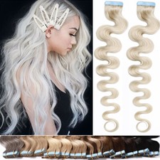 Fita ondulada 100% grossa real em extensões de cabelo humano cabeça inteira trama de pele loira EUA comprar usado  Enviando para Brazil