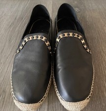 Sapato Salvatore Ferragamo Telendos Mocassim de Couro Espadrille Tom Dourado Corrente Vara comprar usado  Enviando para Brazil