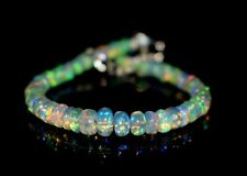 Pulsera de plata de ley 925 con cuentas de piedras preciosas de ópalo etíope natural de 7" F1730 segunda mano  Embacar hacia Mexico