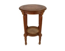 Vintage Linda Mesa Lateral Redonda Dois Camadas Rattan Inlay Top Madeira Suporte para Plantas B comprar usado  Enviando para Brazil