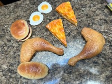 Comida realista em tamanho real torta de frango falsa pão ovo hambúrguer adereços de exibição, usado comprar usado  Enviando para Brazil