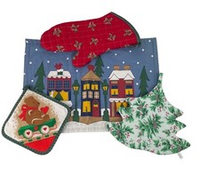 Conjunto de 5 porta-panelas e placemat vintage com tema de Natal comprar usado  Enviando para Brazil