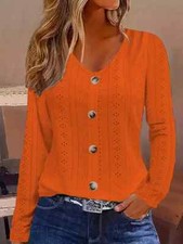Blusa feminina ilhós semi transparente falsa botão frontal manga longa tangerina tamanho G comprar usado  Enviando para Brazil