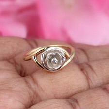 Anel de flor rosa feito à mão, anel de dois tons, anel minimalista presente de aniversário para amor comprar usado  Enviando para Brazil
