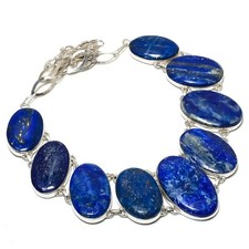 Colar de pedra preciosa oval lápis-lazúli corrente ajustável joias antigas 18" DN 6718 comprar usado  Enviando para Brazil