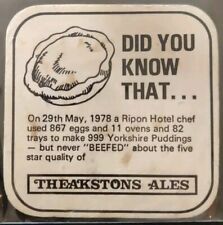 Theakston beermat 1987 for sale  KEIGHLEY