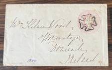 Wielka Brytania QV 1844 1d Różowa poczta papeteria Krzyż maltański Doneraile Belfast Irlandzka okładka na sprzedaż  Wysyłka do Poland