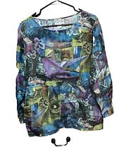 Blusa de seda feminina IOIOIO Design tamanho grande design abstrato, usado comprar usado  Enviando para Brazil