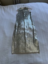Vestido midi Zara prata lantejoulas sem mangas tamanho P 8-10 stretch bodycon festa novo sem etiquetas comprar usado  Enviando para Brazil
