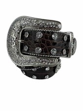 Cinto ocidental feminino largo Blingy strass marrom couro sintético 36/38 L #8750 comprar usado  Enviando para Brazil