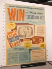 anúncio de jornal 1954 sabonete WHITE KING Westinghouse TV rádio PACQUIN's creme facial comprar usado  Enviando para Brazil
