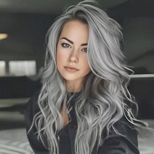 Peruca de cabelo humano cinza ondulada longa 13x4 peruca frontal de renda para mulheres pré-arrancadas comprar usado  Enviando para Brazil