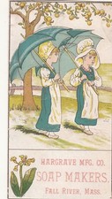 Hargrave Mfg Co Soap Makers Fall River MA Girls Umbrellas Vict Card c1880s comprar usado  Enviando para Brazil