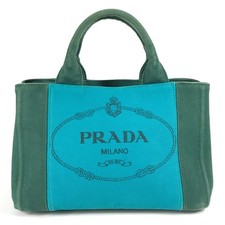 Bolsa tote PRADA Canapa logotipo listras bolsa de mão lona verde/azul comprar usado Bolsa tote PRADA Canapa logotipo listras bolsa de mão lona verde/azul comprar usado  Enviando para Brazil
