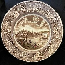 Plato de cena marrón vintage Johnson Bros Historic America Boston Harbor View 10" segunda mano  Embacar hacia Argentina