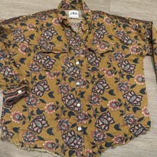 Jaqueta ZARA Feminina M Shacket Mostarda Floral Bordada Botão de Pressão Boho  comprar usado  Enviando para Brazil