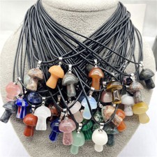 50pc Atacado Pedra Natural Quartzo Cristal Colar Pingente Cogumelo Esculpida comprar usado  Enviando para Brazil