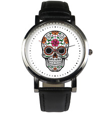 Relógio de pulso Sugar Skull. Pulseira preta ou marrom, usado comprar usado  Enviando para Brazil