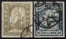 MALTA 1899 2s.6d & 10s, SG 34/35, BEM USADO, GATO. £ 104 comprar usado  Enviando para Brazil