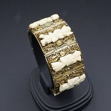 Antiga pulseira chinesa de prata esterlina 8 imortais esculpida em painel de ossos de veado comprar usado  Enviando para Brazil