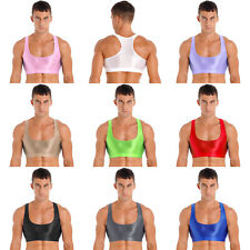 Para hombres Brillante Espalda en Y Sin Mangas Muscular Sujetador Deportivo Gimnasio Fitness Camisa Chaleco Top Corto segunda mano  Embacar hacia Mexico