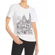 Camiseta Karl Lagerfeld | G | Designer Embellished Studs Top Torre Eiffel França  comprar usado  Enviando para Brazil