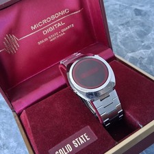 Funcionando 1976 Microsonic Relógio LED Masculino Display de Ponto, Caixa Original, Pulseira RARO comprar usado Funcionando 1976 Microsonic Relógio LED Masculino Display de Ponto, Caixa Original, Pulseira RARO comprar usado  Enviando para Brazil