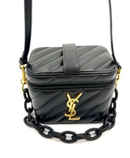 Bolsa tiracolo YSL Yves Saint Laurent maquiagem convertida com listras ~ Preta comprar usado  Enviando para Brazil