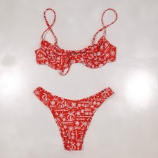 Kulani Kinis Zestaw bikini Rozmiar Small w "Hula Hibiskus" Marszczony top z fiszbinami na sprzedaż  Wysyłka do Poland