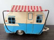 Toldo retrátil vintage retrô azul metal trailer caravana trailer colecionável comprar usado  Enviando para Brazil