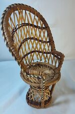 Antigo Pavão 16" Cadeira Ventilador Traseiro Vime Rattan Boneca Planta Suporte MCM Hippie Boho comprar usado  Enviando para Brazil