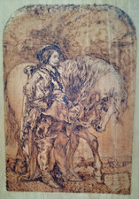 Ancien tableau pyrogravure d'occasion  Varreddes