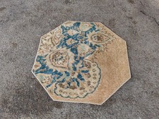 Tapete Kilim Turco Azul Vintage 1,8x1,8 pés Tapete de Lã Tecido à Mão Decoração Pequena comprar usado  Enviando para Brazil