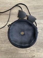 Antiga Bolsa Transversal Gucci Cantina Couro Preto Dourado Ombro Redondo AUTENTICADA comprar usado  Enviando para Brazil
