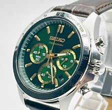 Relógio masculino SEIKO SBTR017 Seiko Selection cronógrafo quartos verdes couro 40mm comprar usado  Enviando para Brazil