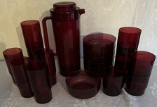 Jarro Tupperware Preludio cranberry e 6 (14 oz) Tumblers 6 (10 oz) copos 6 tigelas comprar usado  Enviando para Brazil