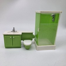 Combo chuveiro e pia/banheiro Fisher Price F-P anos 70 casa de bonecas verde banheiro  comprar usado  Enviando para Brazil