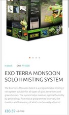 Exo terra monsoon for sale  SWINDON
