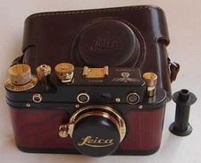 Leica III Luftwaffe cópia madeira preto-ouro em estojo de couro (cópia Zorki) comprar usado  Enviando para Brazil