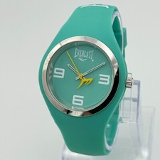 Relógio esportivo unissex EVERLAST redondo silicone azul/verde quartzo, moldura prata, 41mm comprar usado  Enviando para Brazil