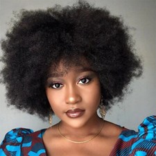 Peruca curta afro encaracolada cabelo humano cabelo remy brasileiro perucas pretas sem renda natural comprar usado  Enviando para Brazil
