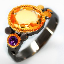 Anillo de plata de ley 925 citrino natural 9x7 hecho a mano vintage / RVS13 segunda mano  Embacar hacia Mexico