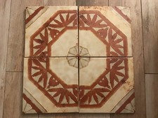4 peças de cerâmica vintage estampada bege ferrugem piso azulejo feito na Itália comprar usado  Enviando para Brazil