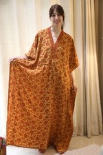 Vestido longo feminino crepe seda Kaftan amarelo-laranja vestido maxi túnica PS KFN2945, usado comprar usado  Enviando para Brazil