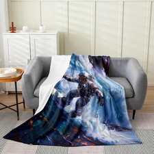Używany, 90x90 inch Astronaut Throw Blanket for Kids Boys Girls,3D Surfing Fleece na sprzedaż  Wysyłka do Poland