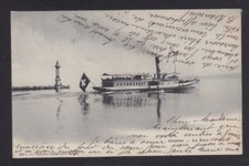 CARTÃO POSTAL SUÍÇO 1902 BARCO A VAPOR NO PORTO DE GENEBRA PARA RHONE FRANÇA comprar usado  Enviando para Brazil