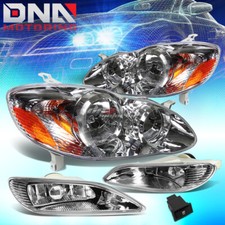 FAROL CARCAÇA CROMADA + LUZ LATERAL ÂMBAR + FAROL DE NEBLINA TRANSPARENTE AJUSTE 03-08 COROLLA E120 comprar usado  Enviando para Brazil