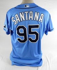 Camiseta azul Tampa Bay Rays Santana #95 Game Issued ST BP 46 DP72445, usado comprar usado  Enviando para Brazil